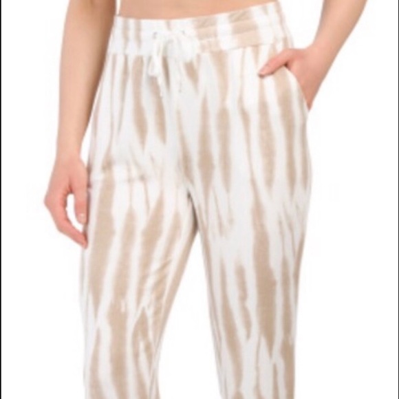 SOLD!!!!!Rachel Zoe Tie Die Joggers Beige and Off White - Picture 2 of 6